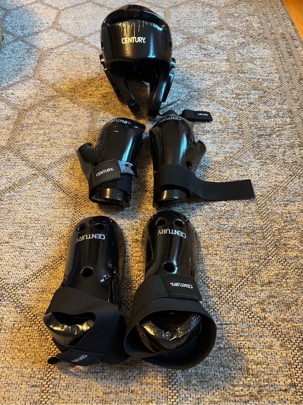 Black Protective Headgear with Matching Black Hand & Foot Guards